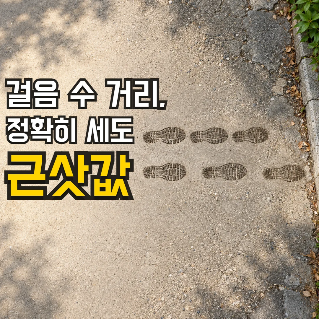 걸음 수 거리, 정확히 세도 근삿값 — 같은 수의 발자국이 서로 다른 지점에서 끝나는 두 줄