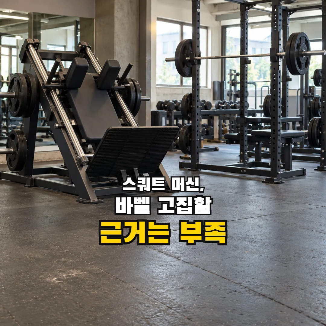 스쿼트 머신, 바벨 고집할 근거는 부족 — 한 시야에 들어온 스쿼트 머신과 바벨 랙