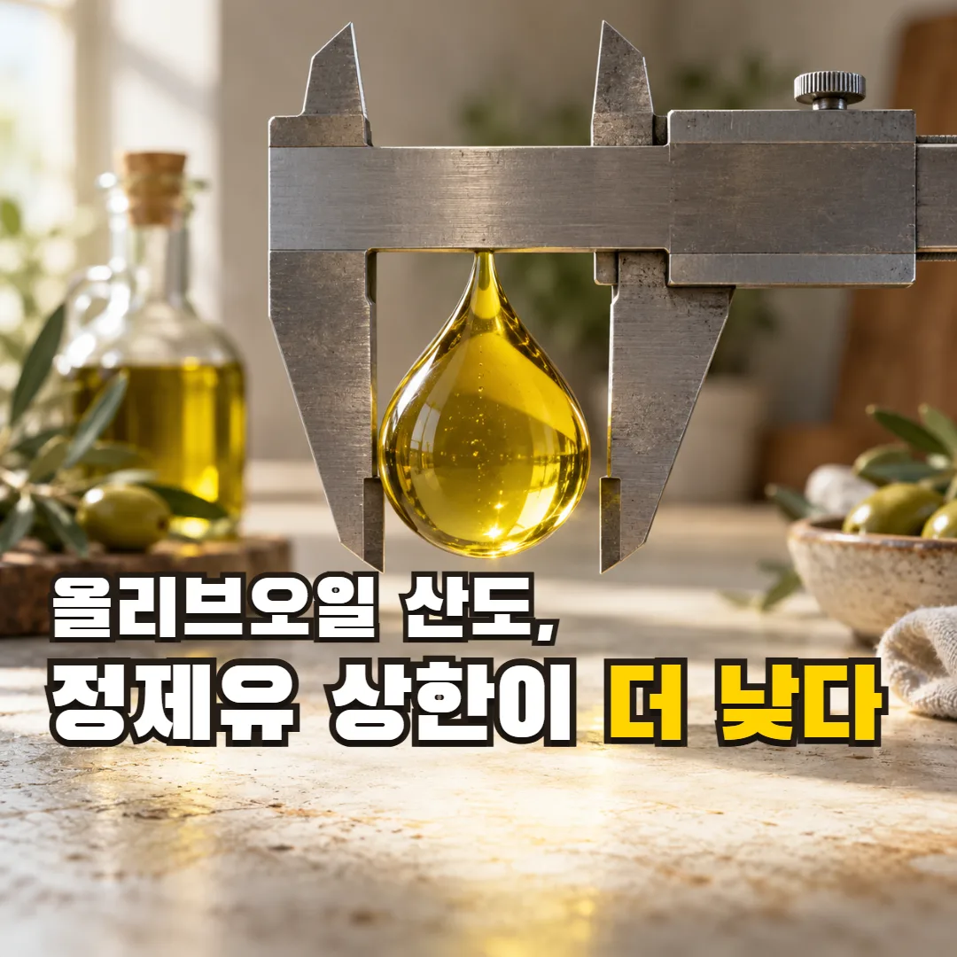 올리브오일 산도, 정제유 상한이 더 낮다 — 올리브오일 한 방울을 재는 커다란 측정 도구