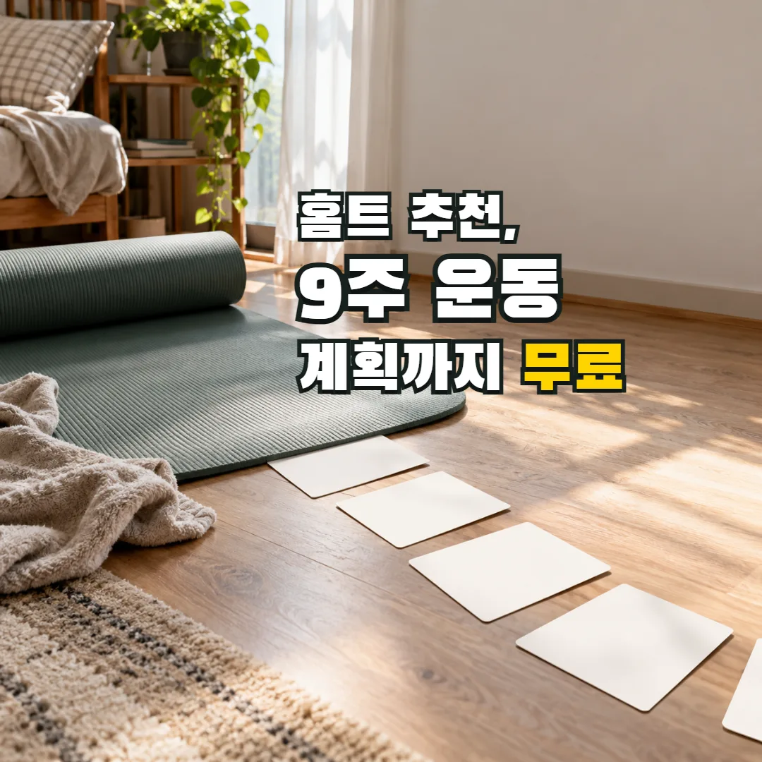 홈트 추천, 9주 운동 계획까지 무료 — 운동 매트에서 앞으로 펼쳐지는 주간 운동 일정